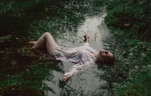 Girl, photo, swamp, the situation, Bird Man
