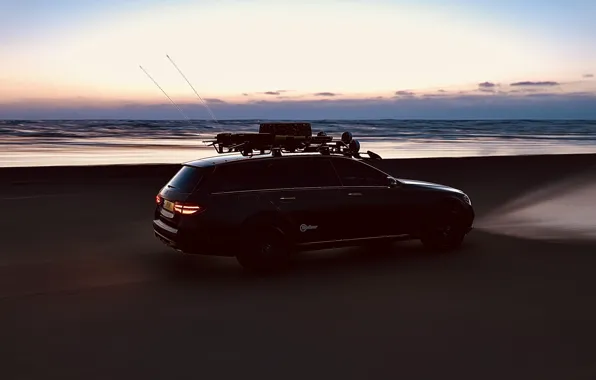 HDR, Mercedes, Benz, Sky, Beach, Water, Lights, Game