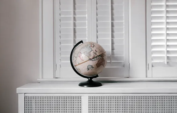 The world, map, window, sill, globe