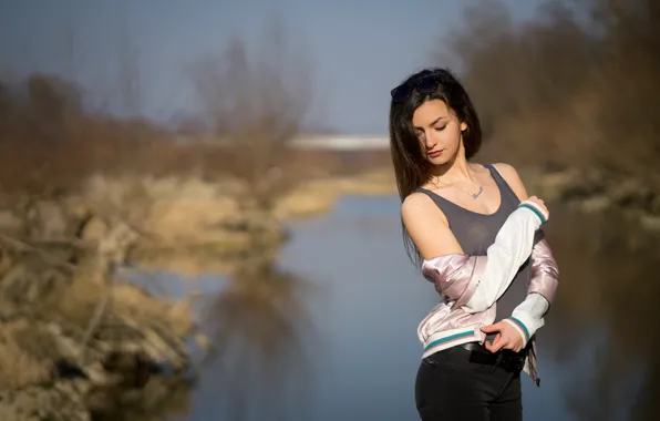 Picture girl, face, pose, background, Theresa