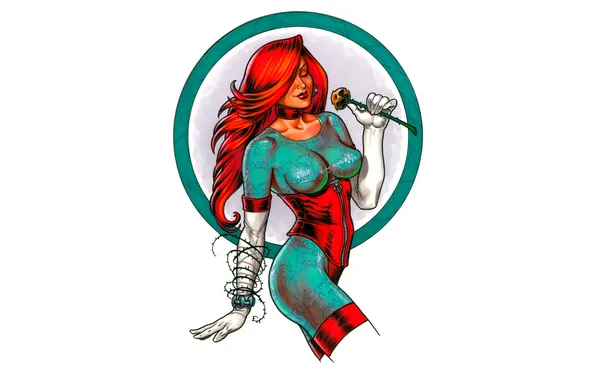 Chest, girl, hair, rose, comic, Joseph Michael Linsner