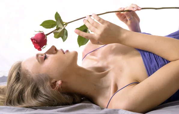 Picture girl, flowers, roses