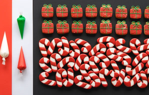 Texture, cookies, Christmas, gifts, New year, figures, glaze, design
