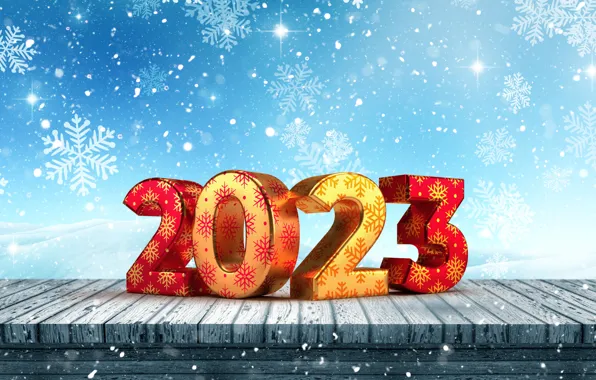 Winter, snow, snowflakes, New Year, figures, metal, happy, winter