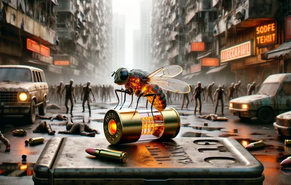 The city, fly, zombies, zombie Apocalypse