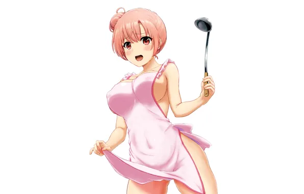 Girl, sexy, cleavage, pink hair, boobs, anime, beautiful, red eyes
