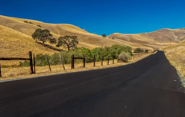 Road, the sky, landscape, California