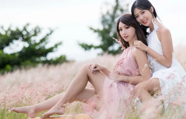 Nature, girls, Asian girls