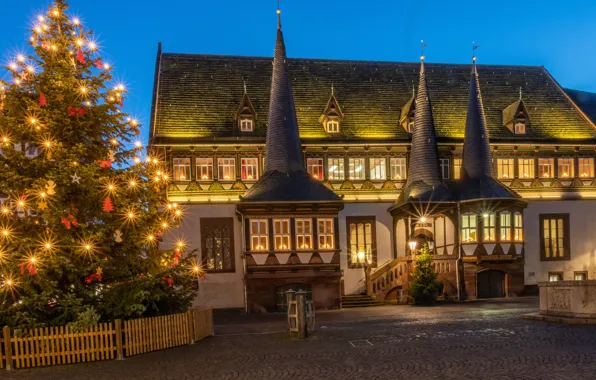 The building, Germany, Christmas, New year, tree, Germany, Lower Saxony, Lower Saxony