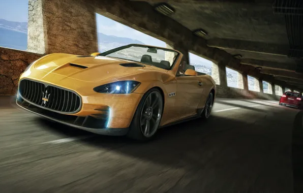 Picture Maserati, Yellow, Sport, Convertible, Maserati, Car, Front, GranTurismo