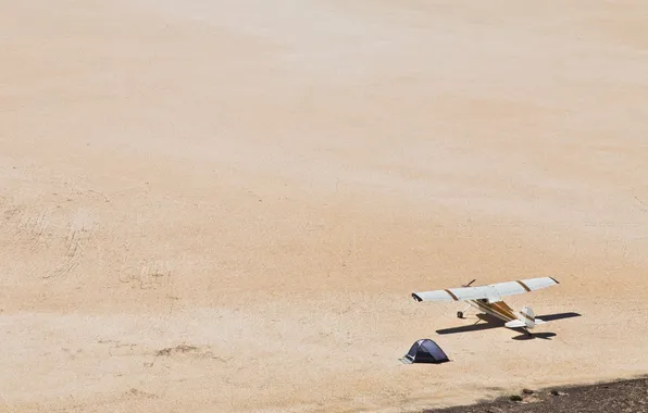 Sand, the plane, desert, tent, desert, sand, plane, tent