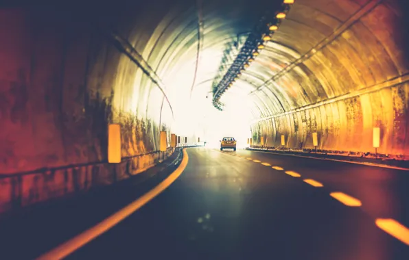 Car, colors, abstract, light, Sony, street, tunnel