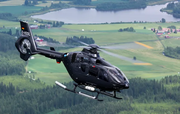 Picture flight, landscape, helicopter, EC135