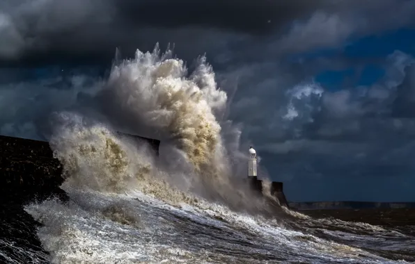 Picture sea, wave, lighthouse