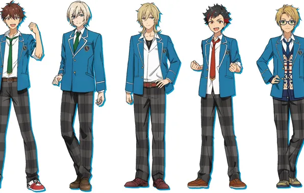 Art, white background, guys, characters, Ensemble Stars, Ensemble stars