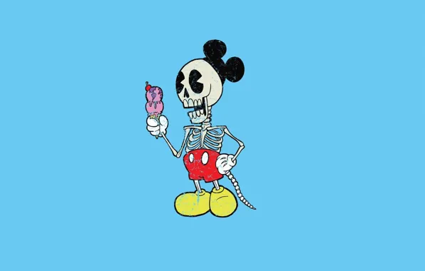 Picture Minimalism, Skeleton, Mickey Mouse, Mickey Mouse, Alejandro Giraldo, Ice cream
