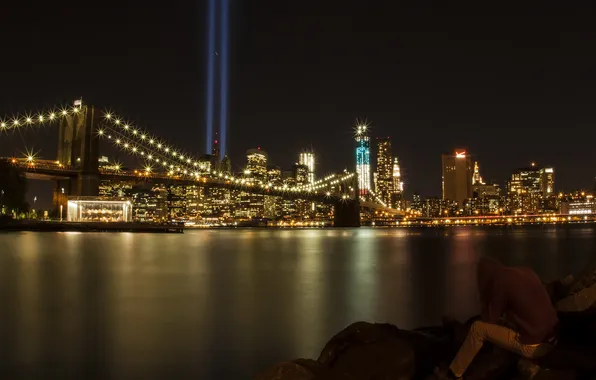 Night, bridge, the city, USA - NEW YORK