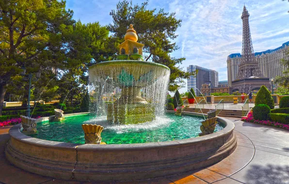 Tower, Las Vegas, fountain, USA, casino