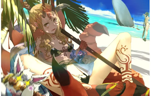 Beach, Girl, Hand, The demon, Claws, Fate / Grand Order, The destiny of a great …