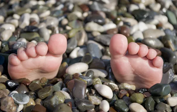 Picture sea, beach, summer, situation, the trick, feet.pebbles