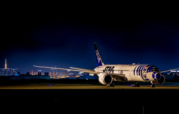 Night, airport, the plane, Airbus