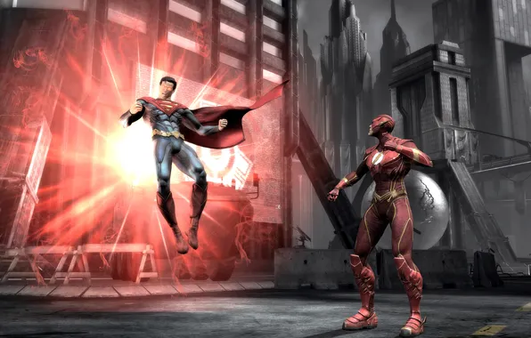 Superman, fighting game, Superman, flash, injustice gods among us, flash