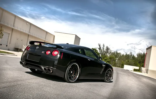 Black, Nissan, GT-R, black, Nissan, the rear part, 360 three sixty forged