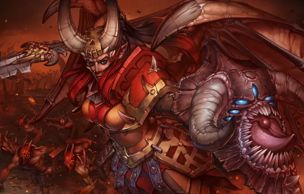 Art, dota 2, Legion Commander, Oleg Leshiy Shekhovtsov, Valkia the Bloody