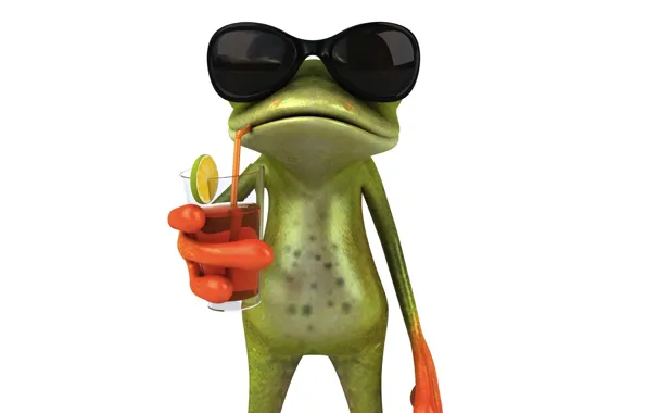 Graphics, cocktail, frog, juice, glasses, Free frog 3d