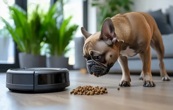 Look, leaves, pose, house, room, robot, interior, dog