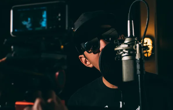 Music, music, glasses, microphone, studio, microphone, Studio