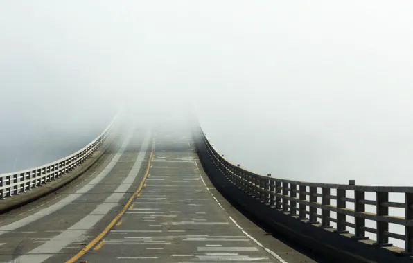 Picture road, bridge, fog
