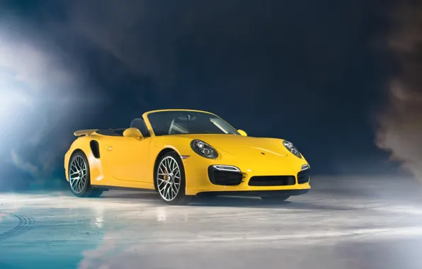 Picture yellow, Porsche, convertible, Porsche, yellow, Cabriolet, 991, Turbo S