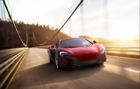 Picture forest, the sky, bridge, dawn, shadow, raspberry, mclaren, McLaren