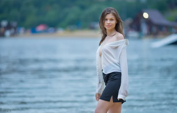 Girl, skirt, blouse, the beauty, cutie, the water, Andrey Popov