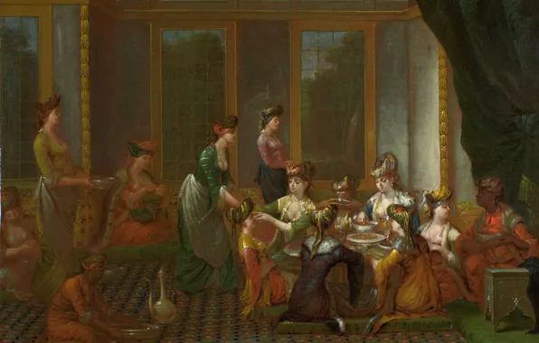 Picture oil, picture, canvas, Jean-baht van Moore could, Prominent Turkish Women at the Table