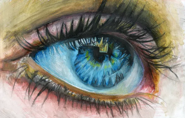 Eyelashes, reflection, painting, children's eyes