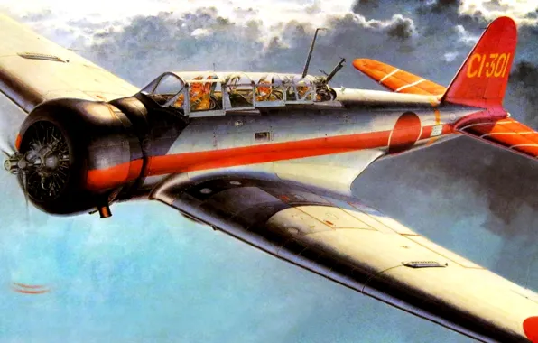 Picture art, Japanese, deck, WW2, figure., type 97, Nakajima B5N, bomber-torpedo
