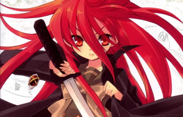 Katana, pendant, shakugan no shana, shana, art, red hair, noizi Ito