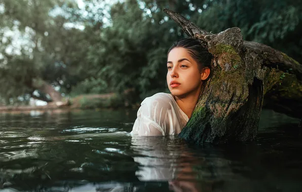Water, girl, nature, wet, Dmitry Begma