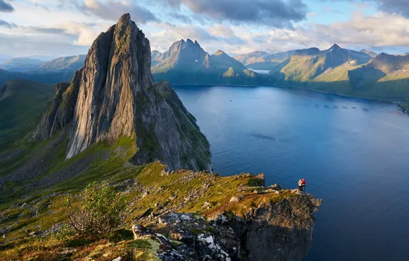 Mountains, rocks, Norway, the fjord, Sail, Fjordgard