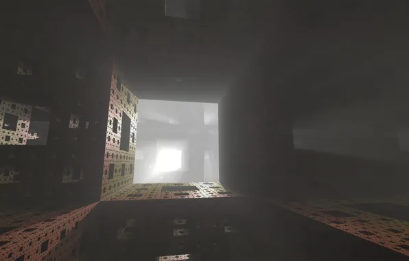 Rays, light, fog, fractal, the Menger sponge
