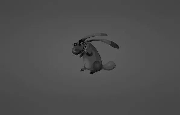 Picture grey, hare, minimalism, rabbit, rabbit, tricky, soup, joyful