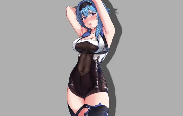 Girl, sexy, cleavage, shorts, thighhighs, long hair, boobs, sexy girl