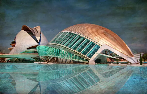 The sky, the building, pool, hdr, Spain, Valencia