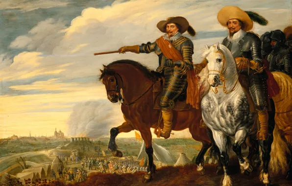 Picture picture, Prince Frederick Henry and count Ernst Casimir at the siege, oil, 1635, Pauwels of …