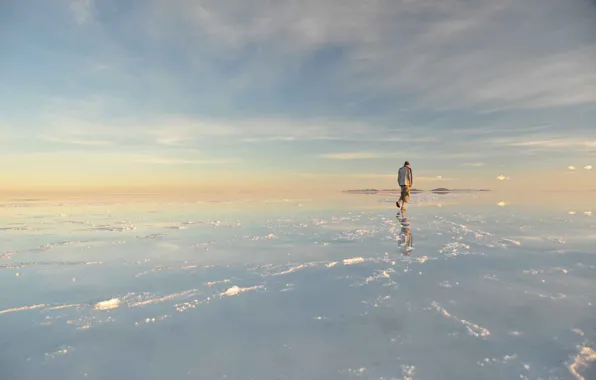 Water, people, Salar de uyuni, Bolivia, salt marsh