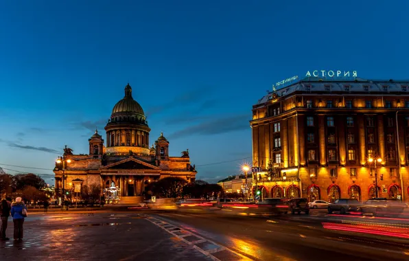 Picture night, lights, street, Peter, Saint Petersburg, Russia, Russia, the hotel