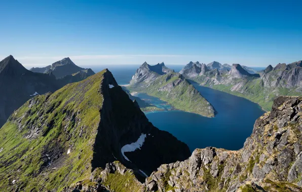 Picture mountains, Norway, fjords, Lofoten