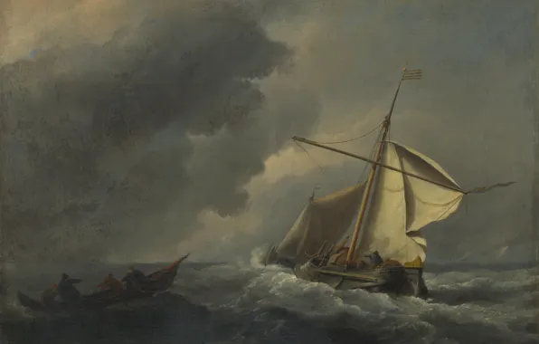 Picture picture, sail, seascape, Willem van de Velde the Younger, The Dutch vessel in a strong …